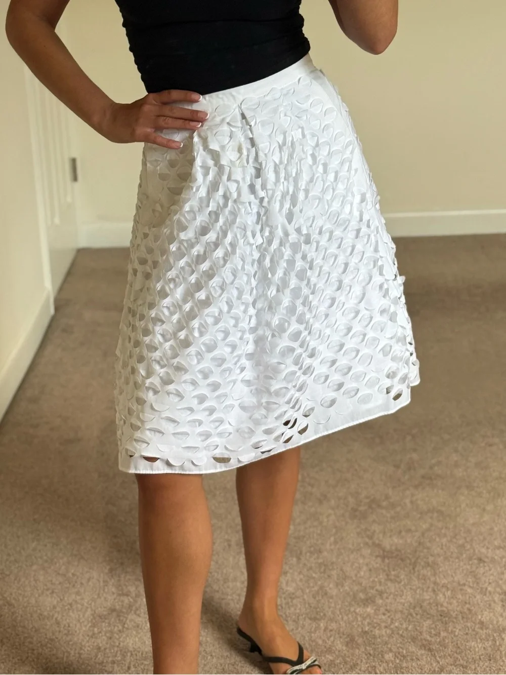 Jcrew funky eyelet cutout white skirt size 2p - Picture 4 of 11